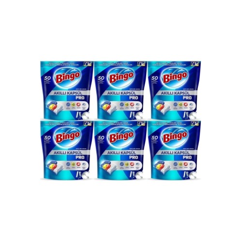 Bingo Akıllı Kapsül Pro Bulaşık Makine Deterjanı Tablet 50 li x 6 Adet