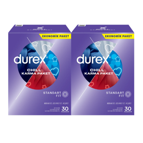 Durex Chill Karma Standart Fit Prezervatif 30 lu x 2 Adet Durex Chill Karma Standart Fit Prezervatif 30 lu x 2 Adet