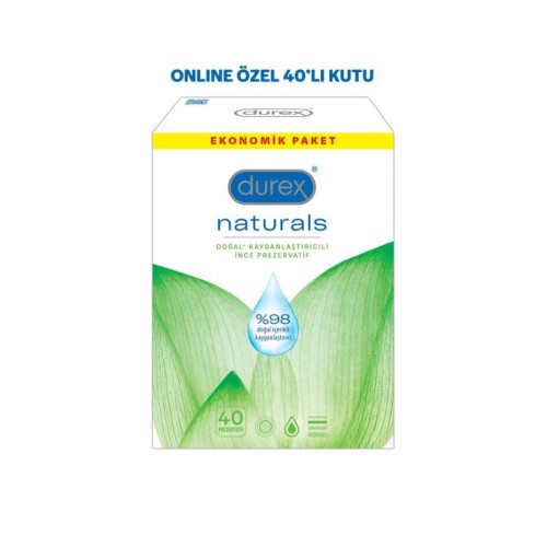 Durex Naturals Doğal Kayganlaştırıcılı Prezervatif 40 lı Durex Naturals Doğal Kayganlaştırıcılı Prezervatif 40 lı