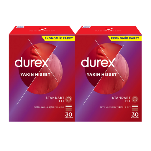Durex Yakın Hisset Standart Fit Kayganlaştırıcılı Prezervatif 30 lu x 2 Adet Durex Yakın Hisset Standart Fit Kayganlaştırıcılı Prezervatif 30 lu x 2 Adet