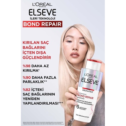Elseve Bond Repair Tüm Yıpranmalar Için Güçlendirici Şampuan 200 ml x 2 Adet