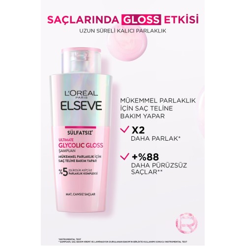 Elseve Glycolic Gloss Mükemmel Parlaklık Sampuan ve Laminasyon Seti