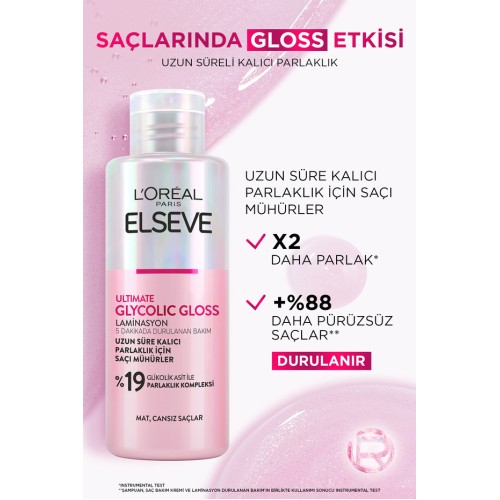 Elseve Glycolic Gloss Mükemmel Parlaklık Sampuan ve Laminasyon Seti
