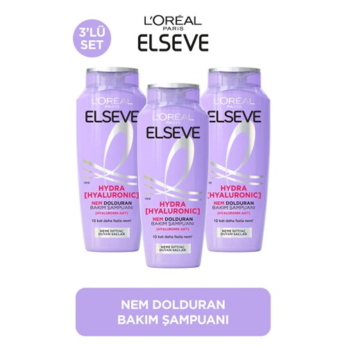 Elseve Hydra [Hyaluronic] Nem Dolduran Şampuanı 300 ml x 3 Adet