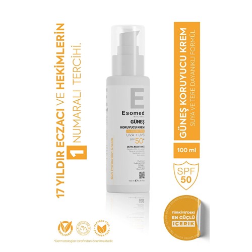 Esomed Leke Bırakmayan Yüz ve Vücut Güneş Kremi Spf 50+ 100 ml