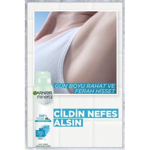 Garnier Mineral Saf ve Temiz Kadın Sprey Deodorant 150 ml x 5 Adet