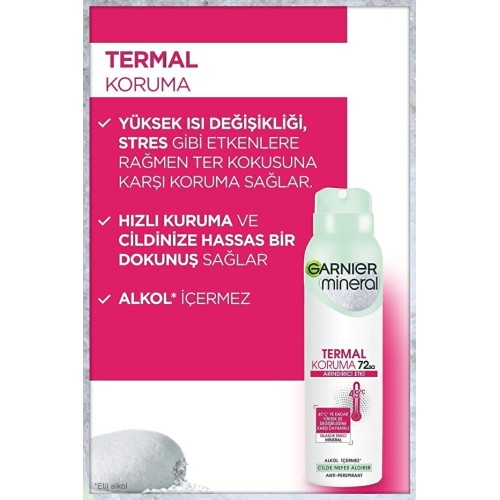 Garnier Mineral Termal Koruma Sprey Deodorant 150 ml x 3 Adet