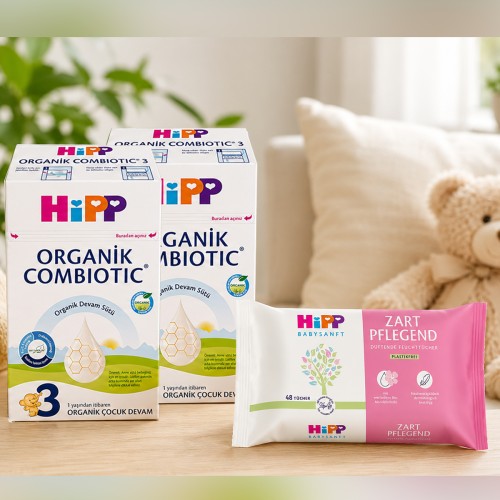 Hipp 3 Organik Devam Sütü Combiotic 600grx2 Adet (Islak Mendil Hediye)