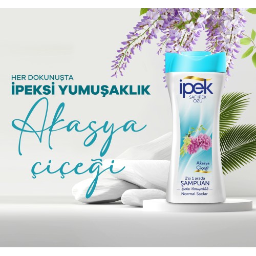 İpek Akasya Çiçeği Özü Normal Saçlar için 2 si 1 Arada Şampuan 480 ml İpek Akasya Çiçeği Özü Normal Saçlar için 2 si 1 Arada Şampuan 480 ml