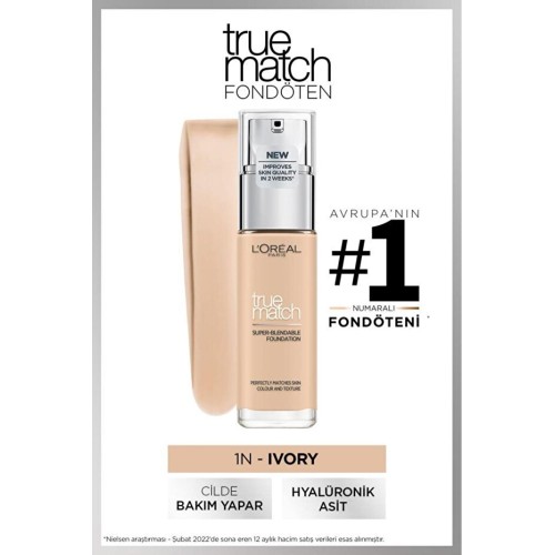 Loreal Paris True Match Bakım Yapan Fondöten 1N Ivory Loreal Paris True Match Bakım Yapan Fondöten 1N Ivory