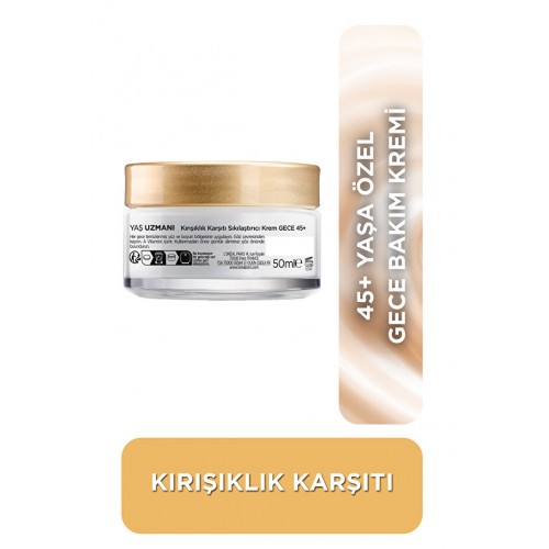 Loreal Paris Yaş Uzmanı Kırışıklık Karşıtı 45+ Gece Kremi 50 ml