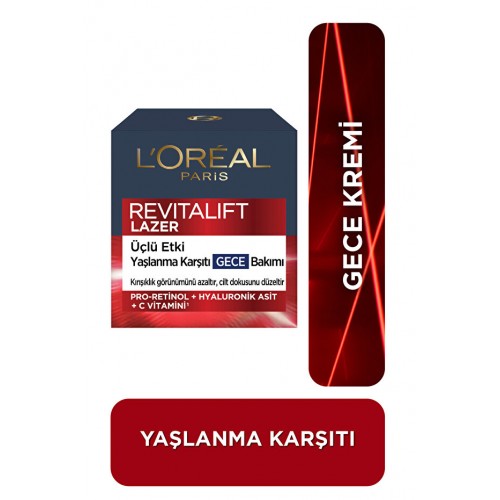 Loreal Paris Yaşlanma Karşıtı Gece Kremi Revitalift Lazer X3 50 ml