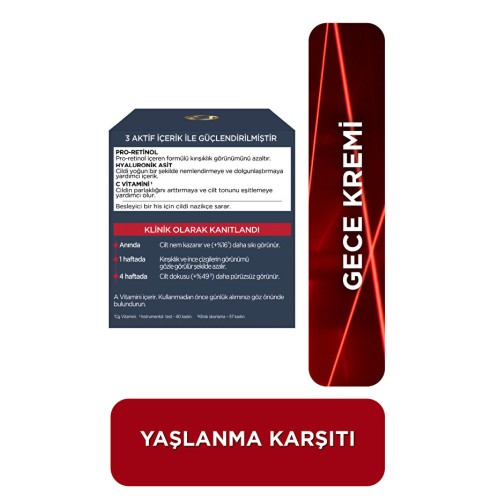Loreal Paris Revitalift Lazer Yaşlanma Karşıtı Gece Kremi 50 ml