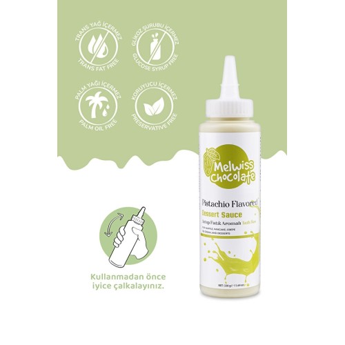 Melwiss Chocolate Antep Fıstık Aromalı Tatlı Sos 330 gr Melwiss Chocolate Antep Fıstık Aromalı Tatlı Sos 330 gr