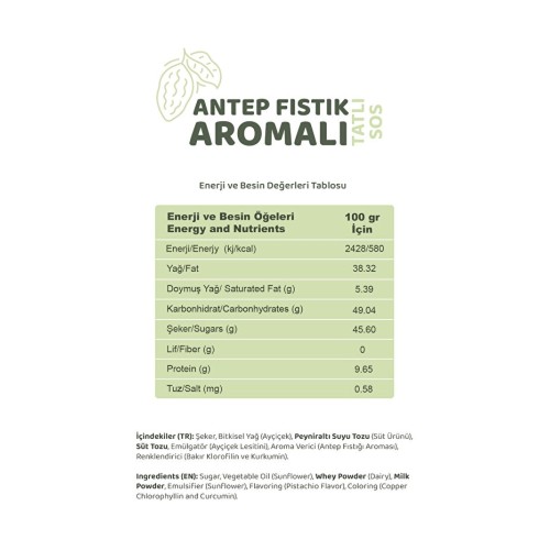 Melwiss Chocolate Antep Fıstık Aromalı Tatlı Sos 330 gr Melwiss Chocolate Antep Fıstık Aromalı Tatlı Sos 330 gr