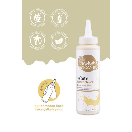 Melwiss Chocolate Beyaz Tatlı Sos 330 gr Waffle Krep Pankek Sosu