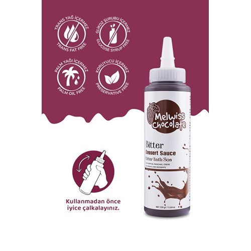 Melwiss Chocolate Bitter Tatlı Sos 330 gr Waffle Krep Pankek Sosu