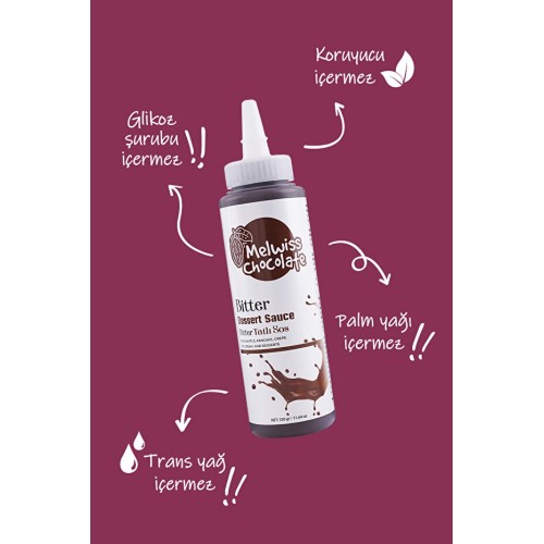 Melwiss Chocolate Bitter Tatlı Sos 330 gr Waffle Krep Pankek Sosu