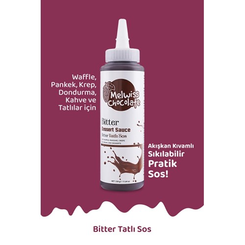 Melwiss Chocolate Bitter Tatlı Sos 330 gr Waffle Krep Pankek Sosu
