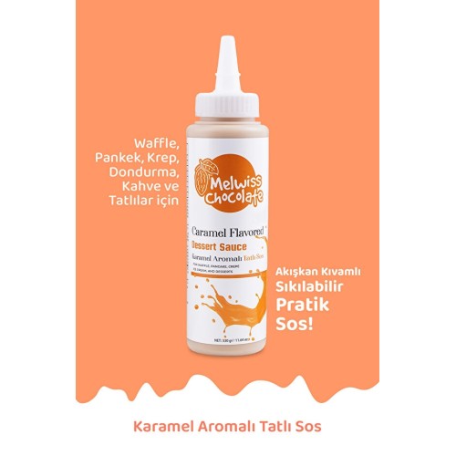 Melwiss Chocolate Karamel Aromalı Tatlı Sos 330 gr Waffle Krep Pankek