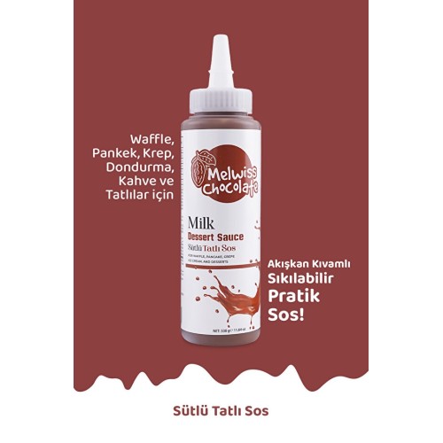 Melwiss Chocolate Sütlü Tatlı Sos 330 gr Waffle-Krep-Pankek Sosu