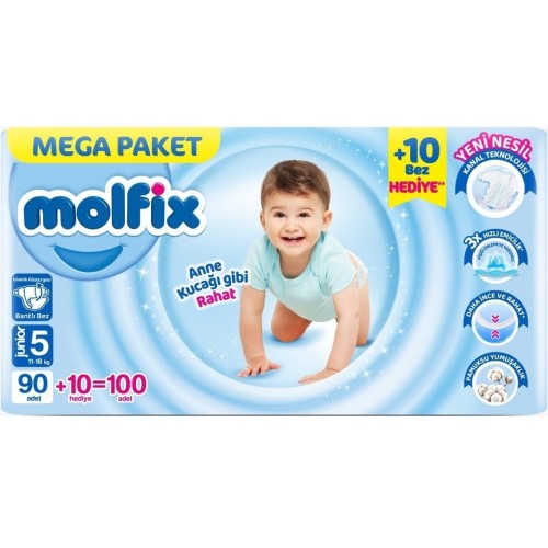 Molfix Bebek Bezi Mega Paket Junior 5 No 100 lü Molfix Bebek Bezi Mega Paket Junior 5 No 100 lü