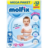 Molfix Bebek Bezi Mega Paket Maxi 4 No 128 li