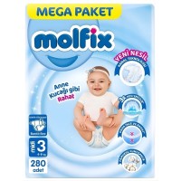 Molfix Bebek Bezi Mega Paket Midi 3 No 280 li