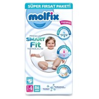 Molfix Premium Smart Fit Bebek Bezi Maxi 4 No 86 lı