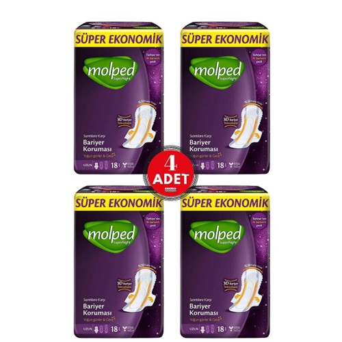 Molped Supernight Hijyenik Ped Uzun 18 li x 4 Adet Molped Supernight Hijyenik Ped Uzun 18 li x 4 Adet