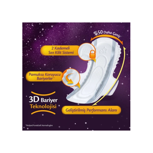 Molped Supernight Hijyenik Ped Uzun 18 li x 4 Adet Molped Supernight Hijyenik Ped Uzun 18 li x 4 Adet