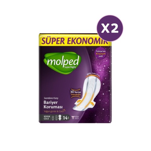 Molped Supernight Hijyenik Ped Süper Gece 14 lü x 2 Adet