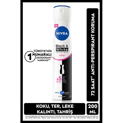 Nivea Black&White Invisible Sprey Deodorant 200 ml