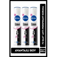 Nivea Black&White Invisible Sprey Deodorant 200 ml x 3 Adet