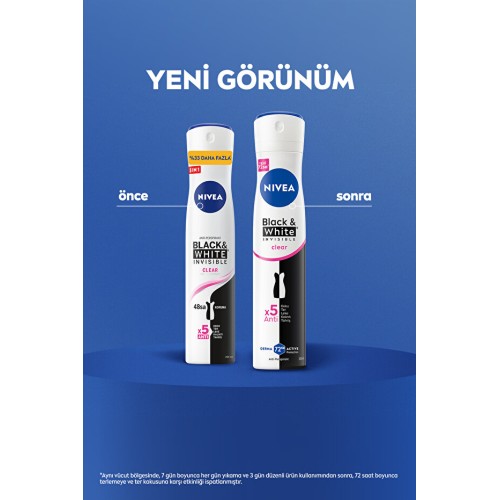 Nivea Black&White Invisible Sprey Deodorant 200 ml x 3 Adet Nivea Black&White Invisible Sprey Deodorant 200 ml x 3 Adet
