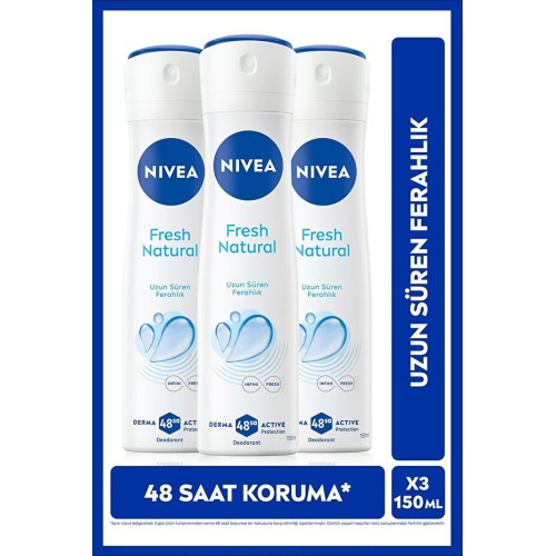 Nivea Fresh Natural Sprey Deodorant 150 ml x 3 Adet