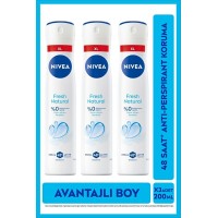 Nivea Fresh Natural Sprey Deodorant Antiperspirant 200 ml x 3 Adet