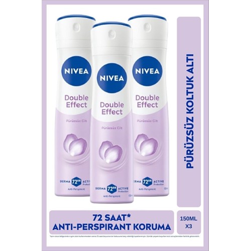 Nivea Kadın Sprey Deodorant Double Effect 150 ml x 3 Adet