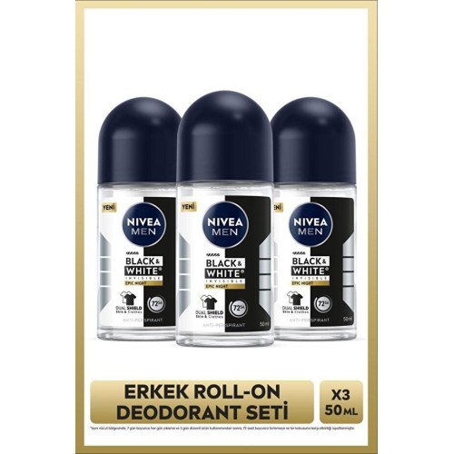 Nivea Men Black & White Epic Night Roll-on Deodorant 50 ml x 3 Adet Nivea Men Black & White Epic Night Roll-on Deodorant 50 ml x 3 Adet