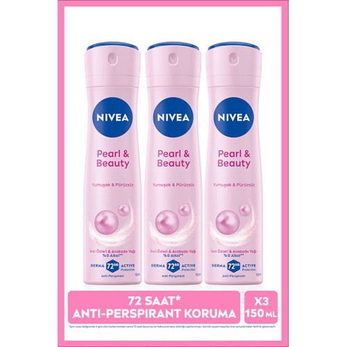Nivea Pearl Beauty İnci Özleri ve Avakado Deodorant 150 ml x 3 Adet