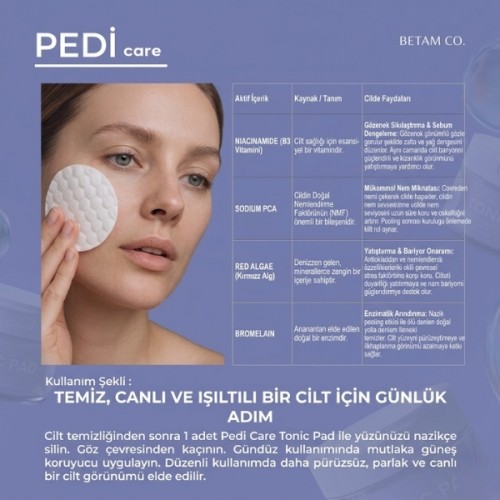Pedi Care AHA+BHA Cilt Temizleyici Tonik Ped Pedi Care AHA+BHA Cilt Temizleyici Tonik Ped