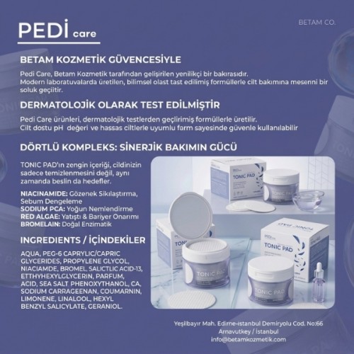 Pedi Care AHA+BHA Cilt Temizleyici Tonik Ped Pedi Care AHA+BHA Cilt Temizleyici Tonik Ped