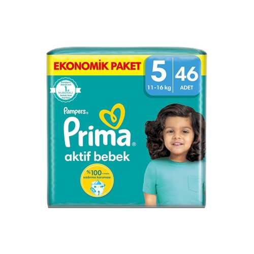 Prima Pampers Bebek Bezi Aktif Bebek Fırsat Paketi 5 No 46 lı Prima Pampers Bebek Bezi Aktif Bebek Fırsat Paketi 5 No 46 lı