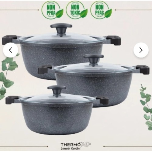 Thermoad Tencere Seti Graneu Serisi 6 Parça Mini Set-Gri Thermoad Tencere Seti Graneu Serisi 6 Parça Mini Set-Gri