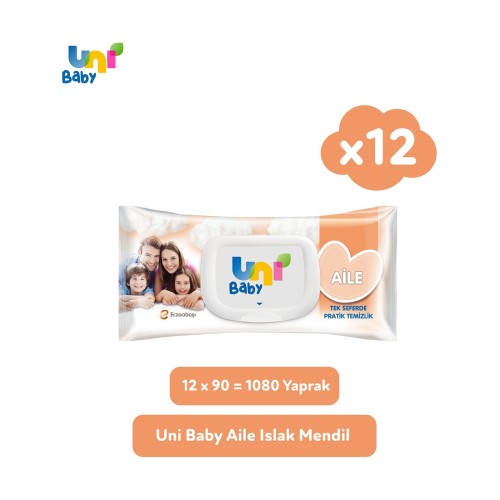 Uni Baby Aile Islak Mendil 90 lı x 12 Adet (1080 Yaprak)