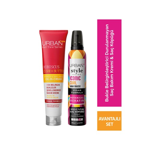 Urban Care Twisted Curls Hibiscus Bakım Kremi ve Iconic Curl Köpük Seti