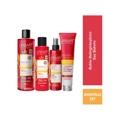 Urban Care Twisted Curls Hibiscus Shea Butter Saç Bakım Seti 4 lü