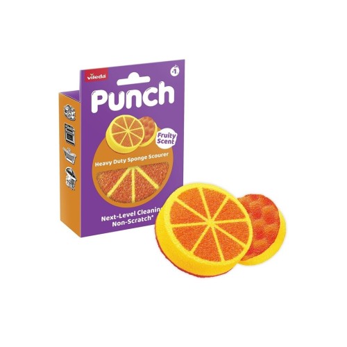 Vileda Punch Portakal Kokulu Çizmez Sünger Çok Yönlü Mutfak-Banyo Vileda Punch Portakal Kokulu Çizmez Sünger Çok Yönlü Mutfak-Banyo