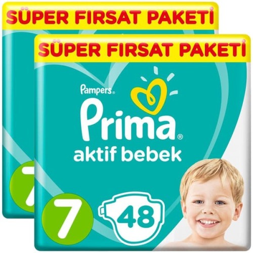 Prima Bebek Bezi Aktif Bebek 7 Beden 48 Adet XX Large x 2 Adet