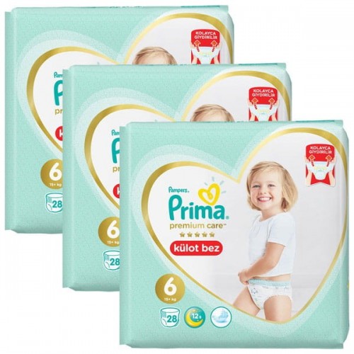 Prima Külot Bebek Bezi Premium Care 6 Beden 28 li x 3 Adet